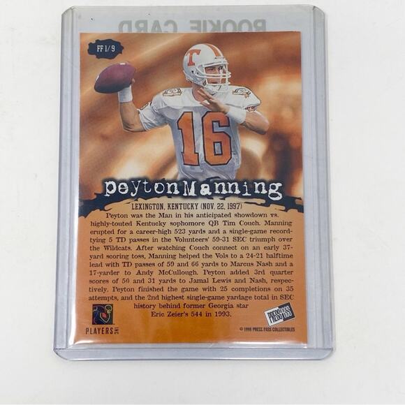 PEYTON MANNING Rare 1998 Press Pass Fields of Fury Rookie Card FF1 - Picture 3 of 3